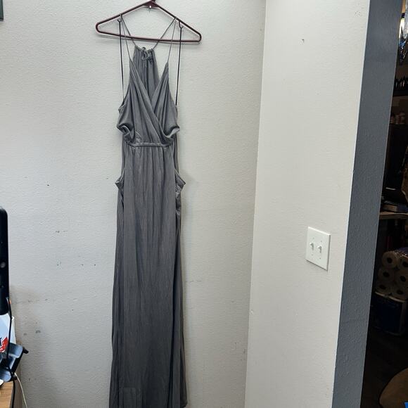 Theory Athler Maxi Dress Sundress Tie Back Faux Wrap Pockets Jersey Viscose - Picture 2 of 8